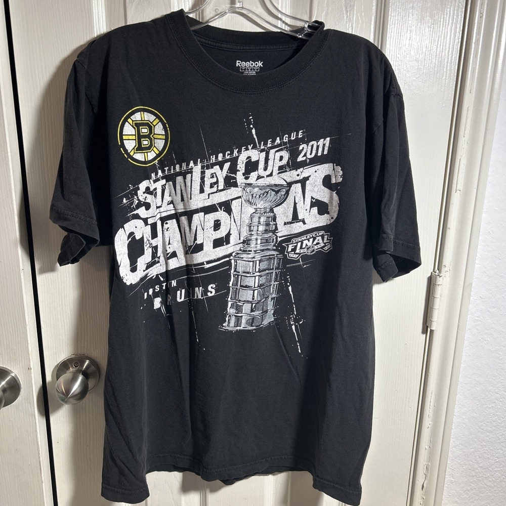 Boston Bruins 2011 Stanley Cup Champions Reebok T-Shirt L Black
